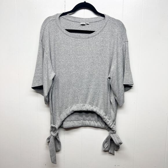 Gap Women's Gray Short Wide Sleeve Oversized Sweater Size Small Side Tie - Picture 1 of 11